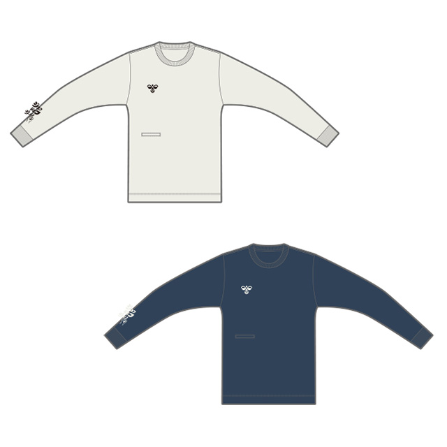 hummel長袖Tシャツ（ホワイト・ネイビー）